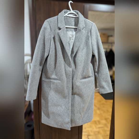 Long grey synthetic wool blend coat - Picture 1 of 1